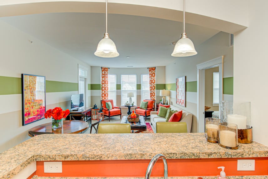 Dining room at model Westfield apartments